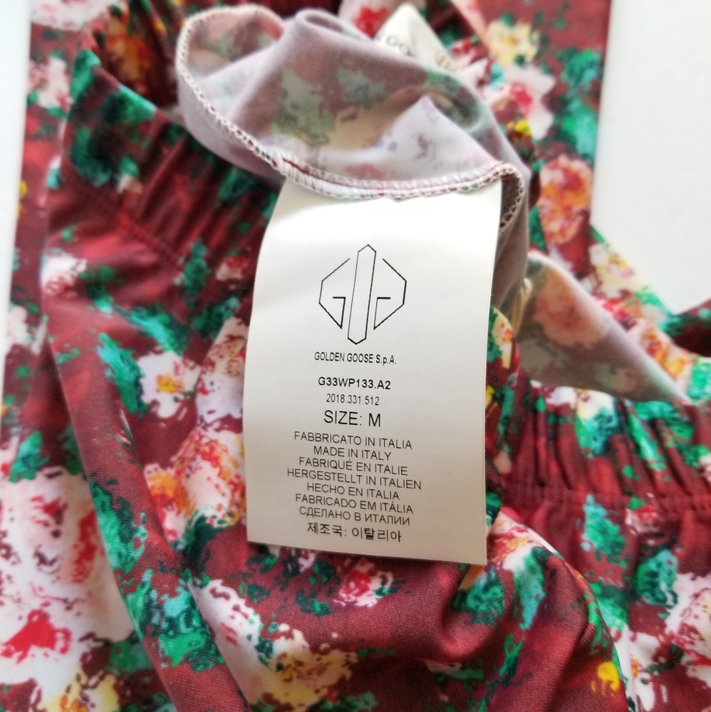 Golden Goose Floral Print Leggings Size Medium Maroon Multicolor - Picture 6 of 7